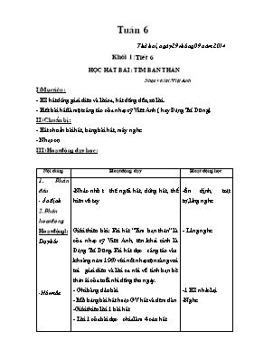 Giáo án Âm nhạc Lớp 1 - Tuần 6 - Năm học 2014-2015